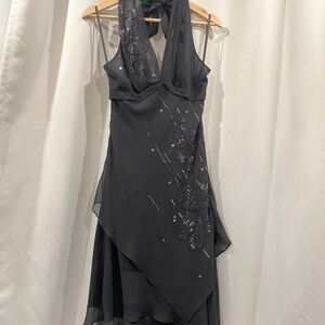 BCBGMaxazria Embellished Halter-neck Dress